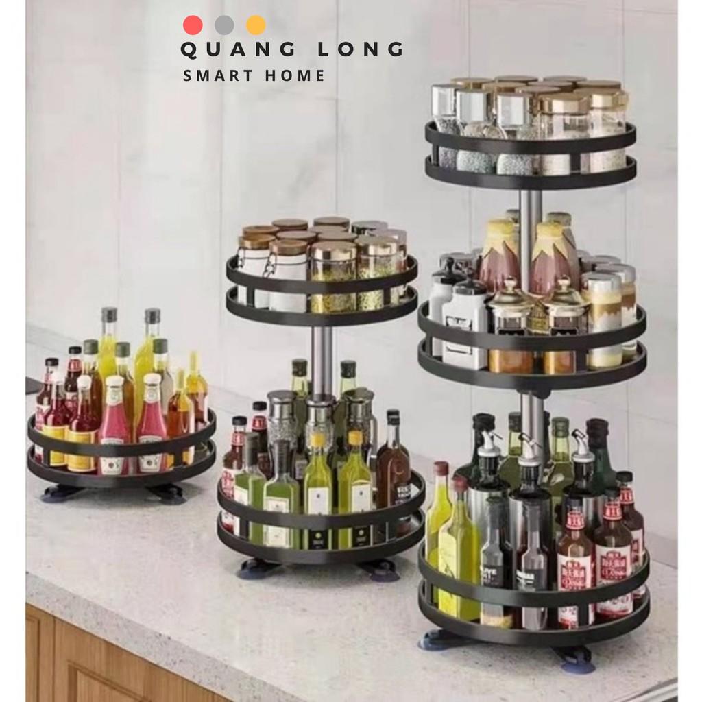 Kệ gia vị xoay 360 độ kệ đựng gia vị đa năng giá đựng đồ đa năng Nhà Bếp, Phòng Khách, phòng tắm 2/3 Tầng