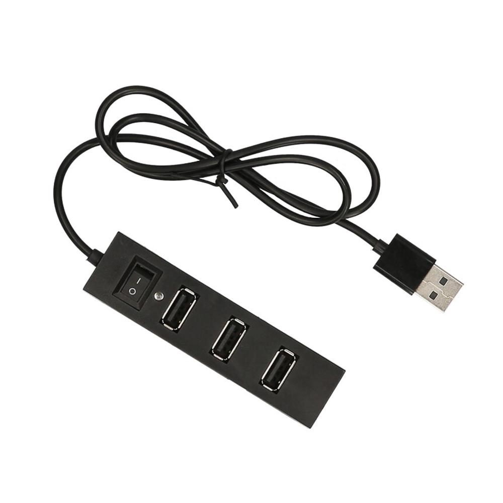 4-port USB2.0 Hub USB2.0 Converter Support USB Fan Mouse Keyboard Mobile Hard Disk U Disk USB Lamp for PC Laptop Black