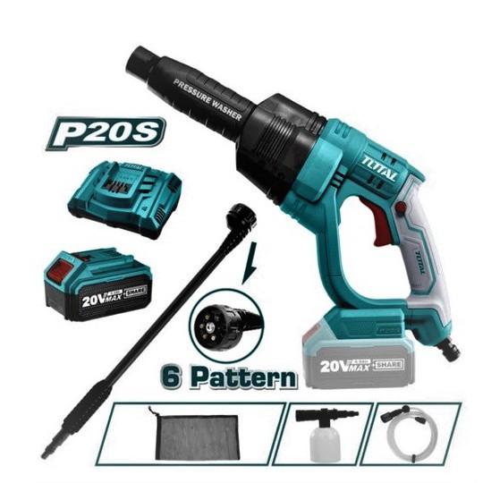 Máy xịt rửa áp lực dùng pin sạc 20V TOTAL TPWLI20084 rửa máy lạnh, vệ sinh xe máy, xe hơi, phun thuốc, tưới cây