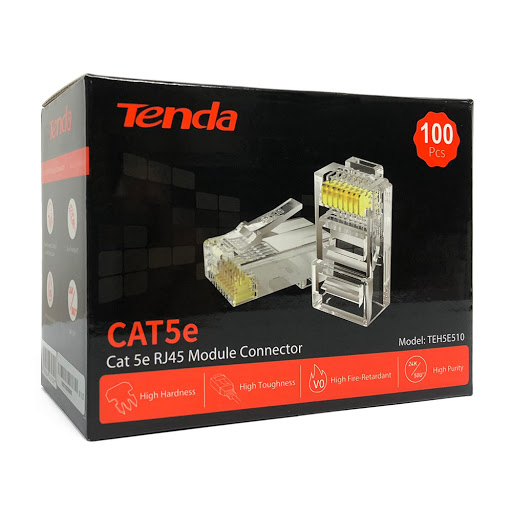 Đầu bấm mạng Cat 5e UTP TENDA TEH5E510 Mạ vàng 24k - Hàng Chính Hãng