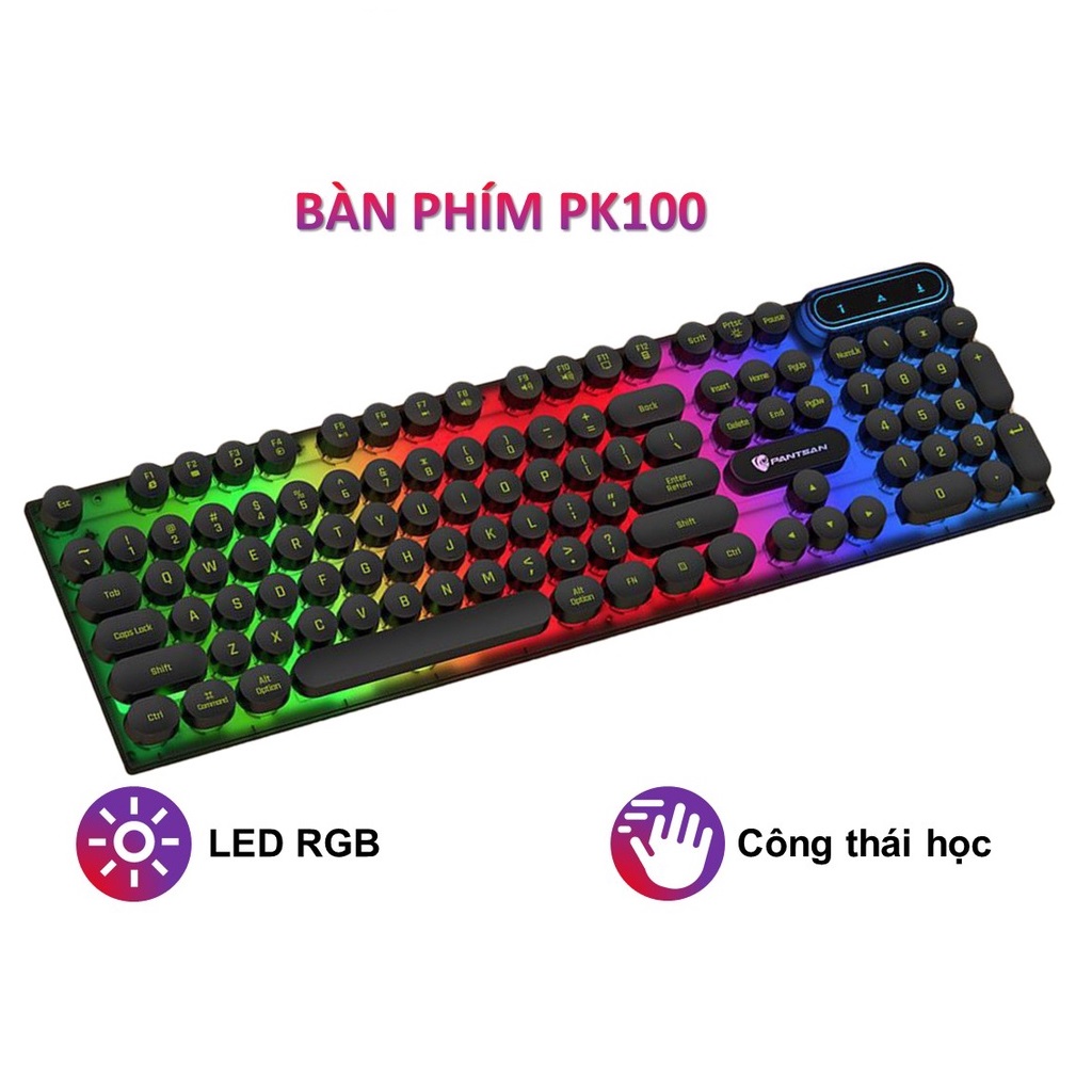 Bàn phím máy tính gaming giả cơ YINDIAO PK100 có dây nút tròn Led RGB chống nước chuyên chơi game và làm việc văn phòng - JL - HÀNG CHÍNH HÃNG