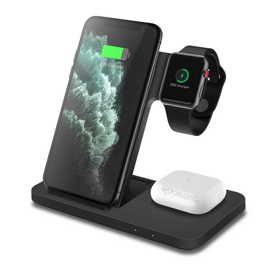 Đế sạc nhanh không dây đa năng 3in1 Xixa B381 Cho Apple Watch &amp; Iphone &amp; AirPods