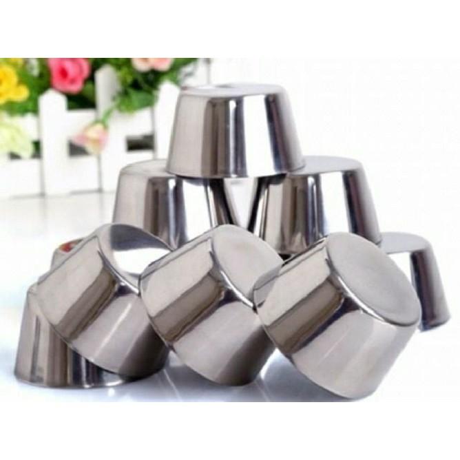 Bộ 10 Khuôn Inox Đa Năng Làm Bánh Cupcake, Bánh Bò, Rau câu, Flan Có 3 Size - Không Kèm Nắp Đậy