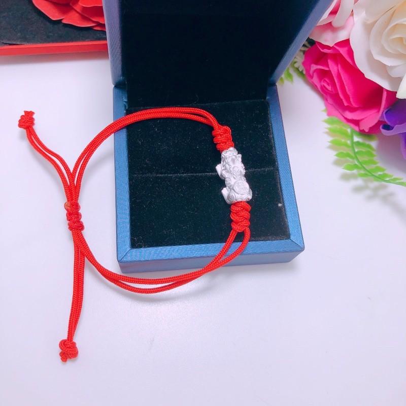 Vòng tay chỉ đỏ may mắn, vòng tay tỳ hưu bạc ta cao cấp, bibi silver -