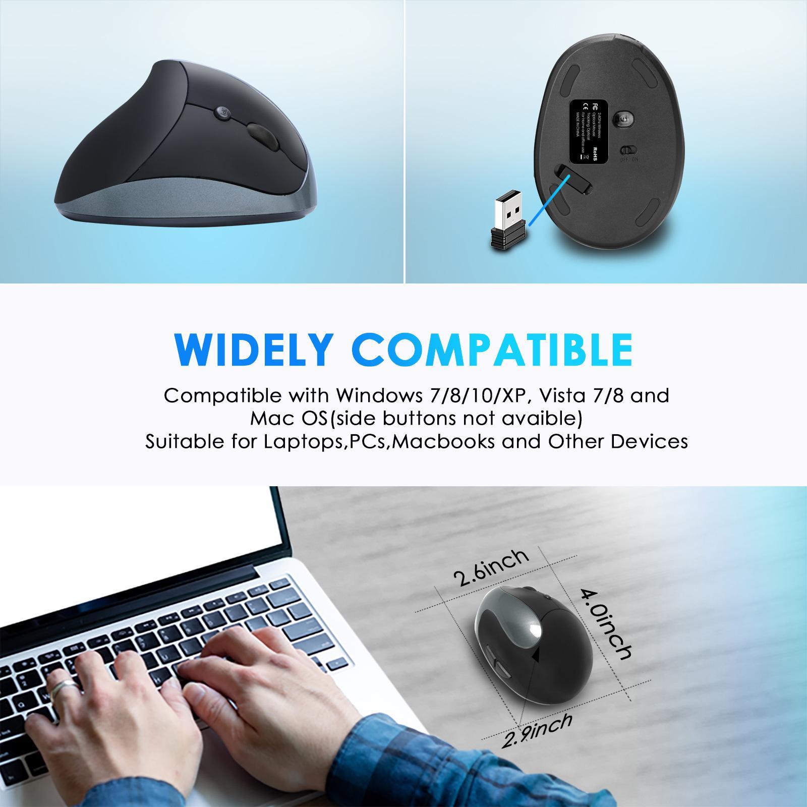 Wireless Vertical Mouse Ergonomic Gaming Mouse Computer Mouse with Receiver for Desktop