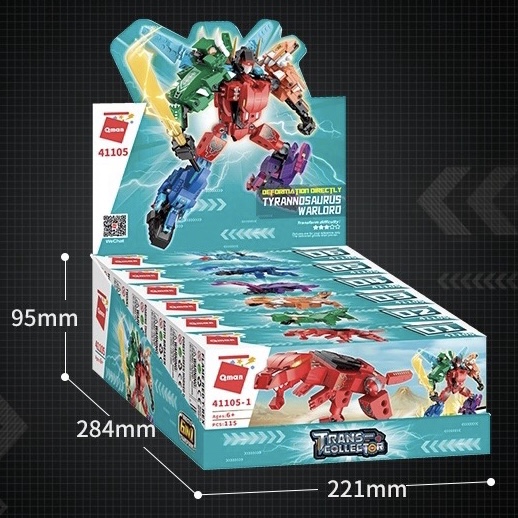 Đồ chơi xếp hình, lắp ráp 6 in 1 Qman 41105 – Chiến binh khủng long dành cho bé trai trên 6 tuổi