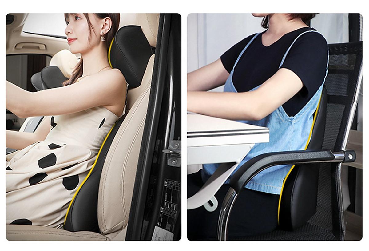 Bộ Gối Tựa Đầu, Lưng Ô Tô 100% Cao Su Non Đặc Biệt Bọc Da Cao Cấp XG-NNSM01