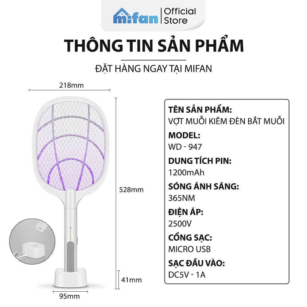 Vợt Muỗi kiêm Đèn Bắt Muỗi 2 trong 1 - Weidasi WD-955