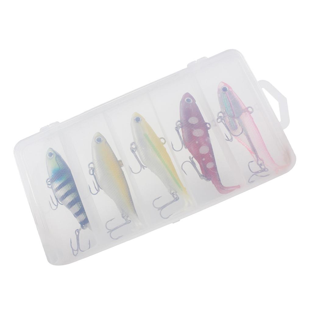 5pcs Soft Fishing Lure Jigs - Swim Hooks Lures Baits Spinnerbait Swimbait Crankbait for Freshwater Saltwater Trolling