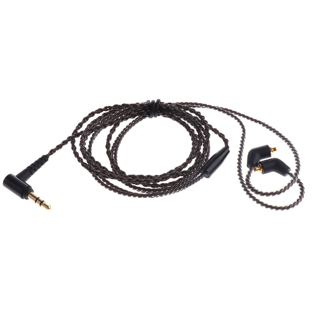 3.5mm MMCX Audio Cable Repair Braided Cord for Shure se215/se425/se535 Black