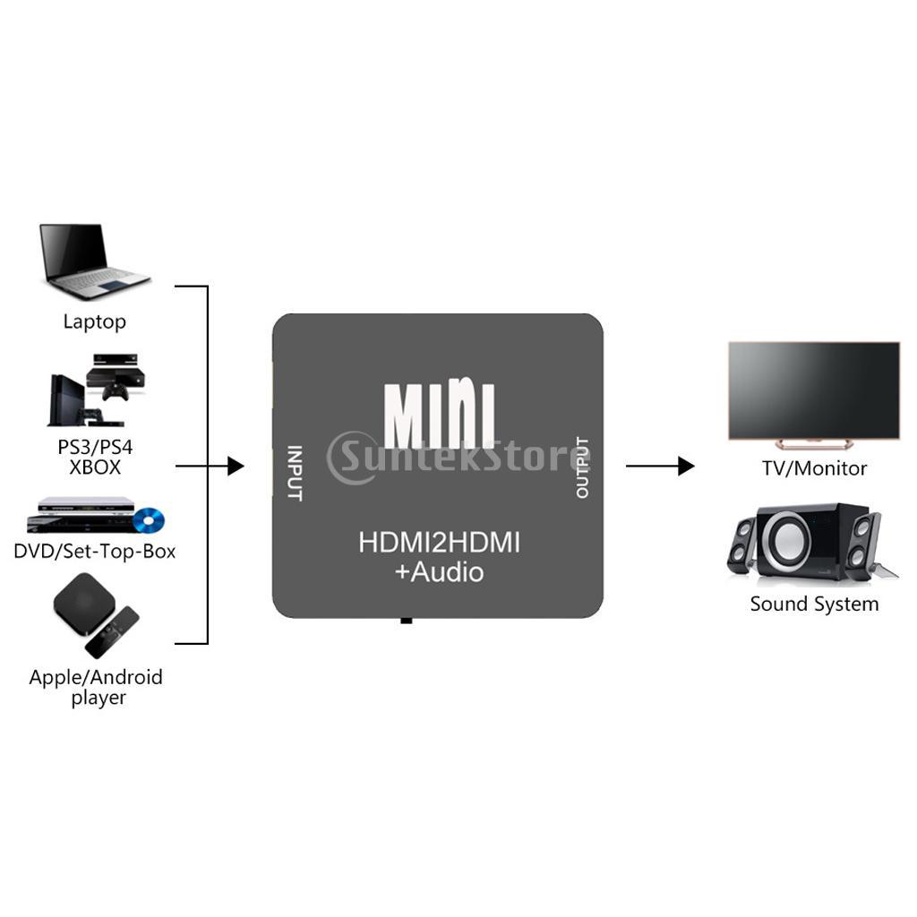 Mini HDMI2HDMI Adapter Support 1080P Full HD Audio Converter For PC Laptop