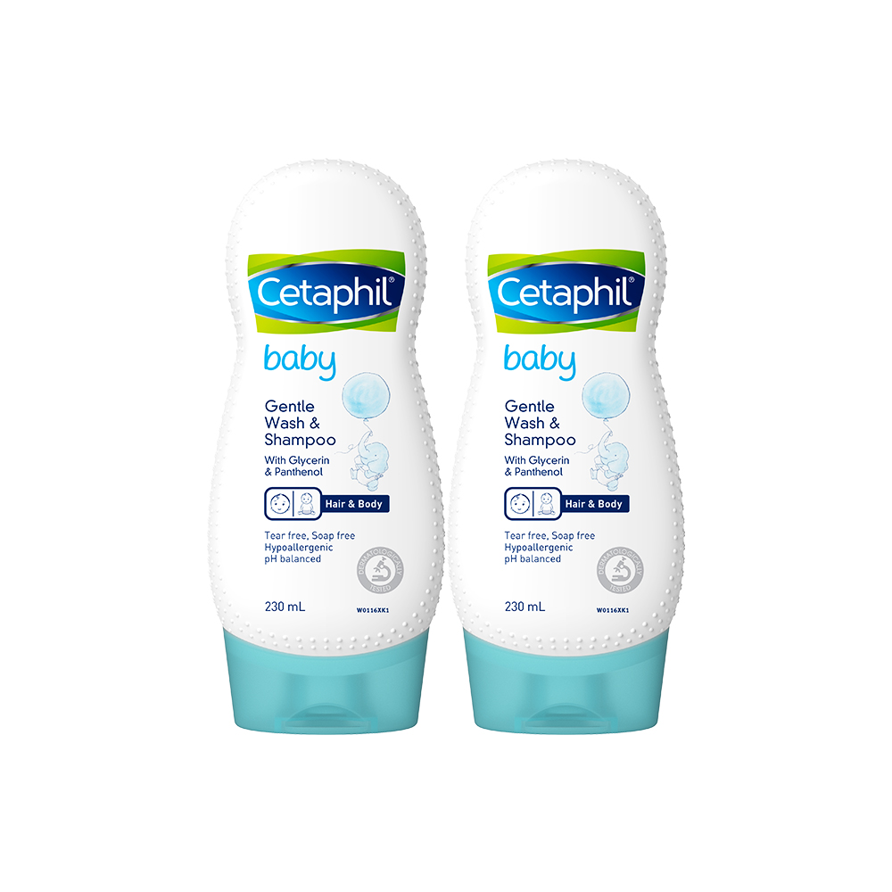 Combo 2 Sữa tắm gội dịu lành cho bé Cetaphil Baby Gentle Wash & Shampoo 230ml/chai