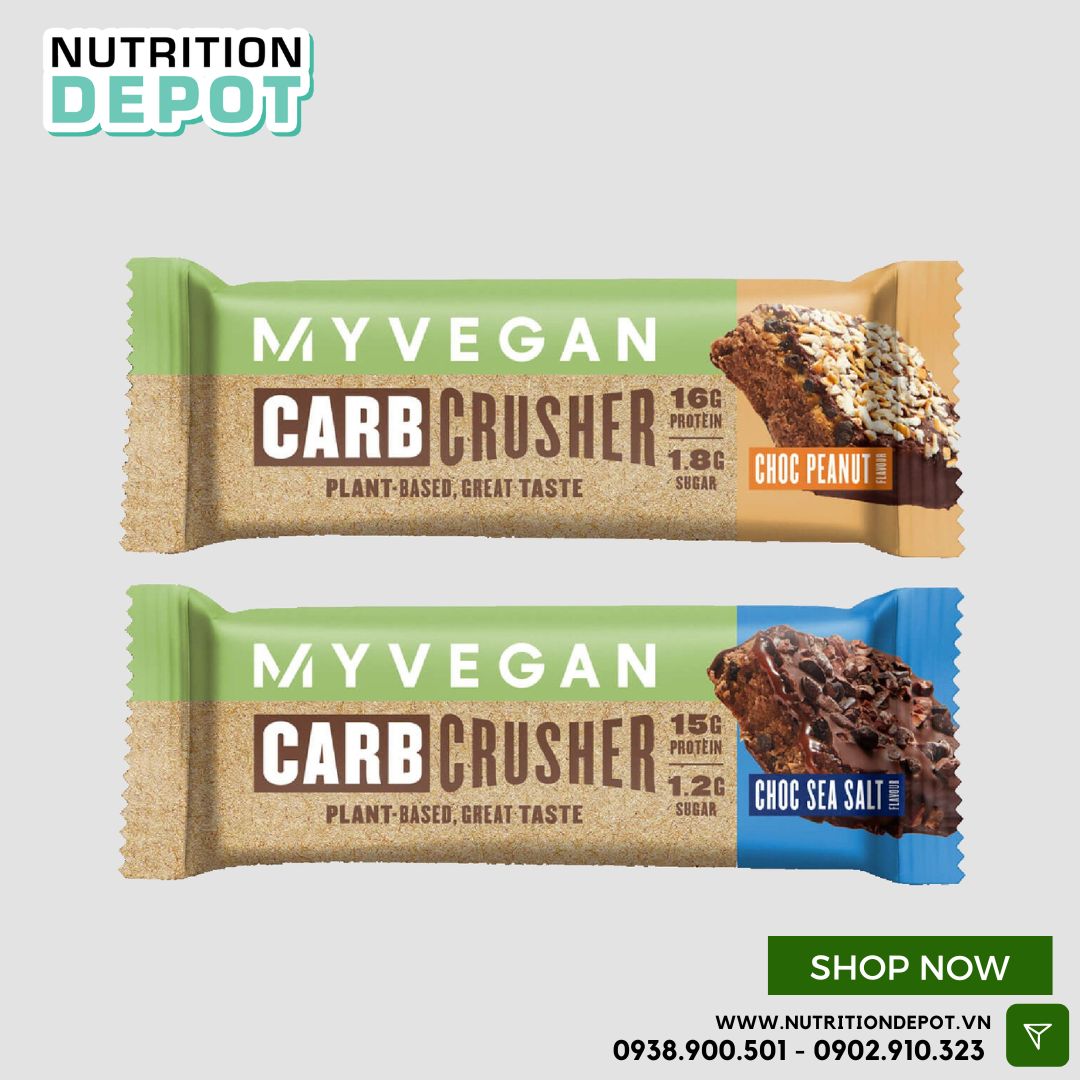 Bánh Vegan Carb Crusher Myprotein bổ sung năng lượng và protein thực vật - Hộp 12 cái - Nutrition Depot Vietnam