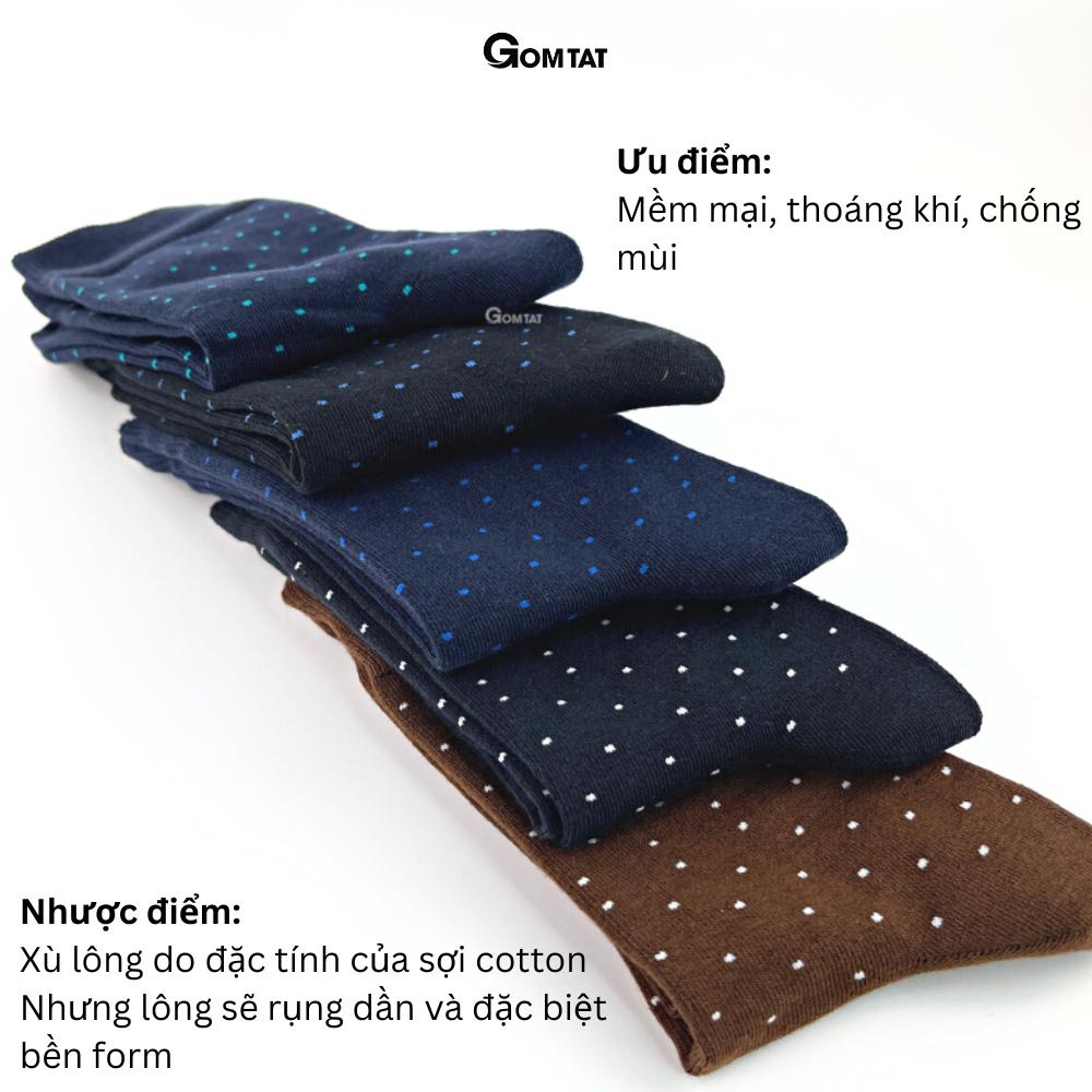 Hộp 5 đôi tất vớ đi giày tây nam cổ cao, họa tiết chấm bi, chất cotton cao cấp hút ẩm thoáng khí - GOM-CHAMBI-CB5