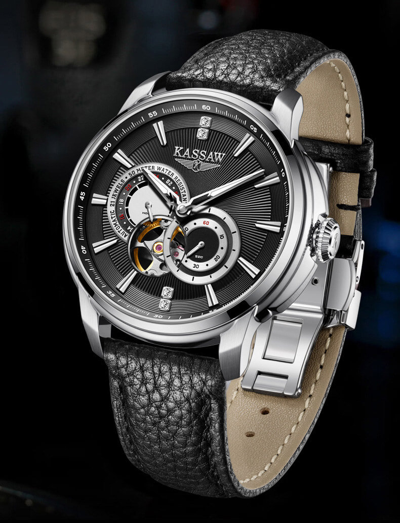 Đồng hồ nam chính hãng KASSAW K978-1 Kính sapphire ,chống xước ,Chống nước 50m ,Bảo hành 24 tháng,Máy cơ ,dây thép không gỉ