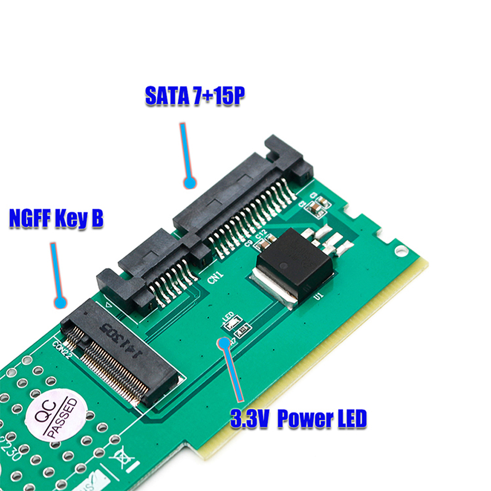 Bộ Điều Hợp DDr M.2 Ngff B-Key SSD Sang SATA Khe Cắm Mở Rộng Bo Mạch Cho Thẻ Raiser Riser 2230 2242 2260 2280 M2 SSD