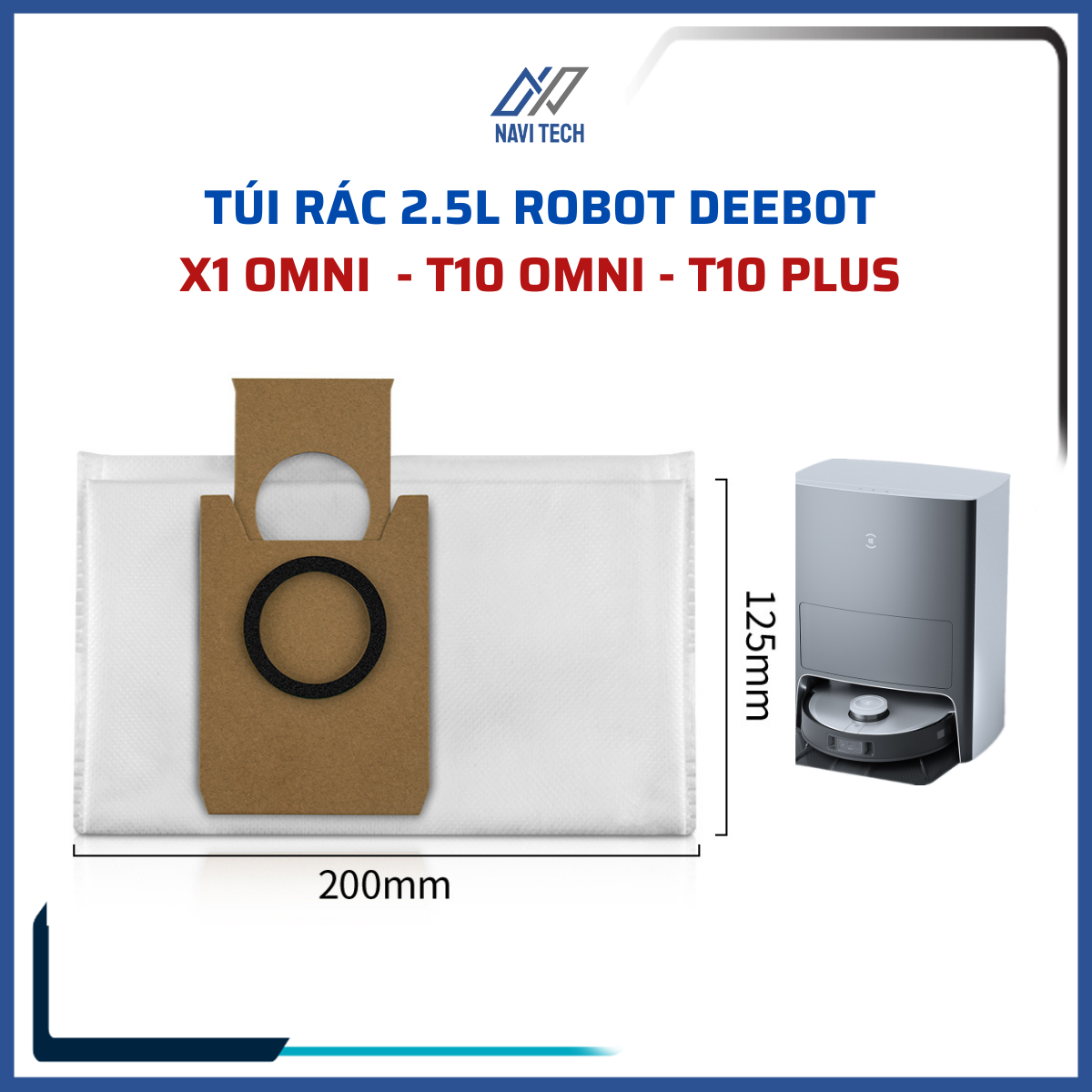 Phụ kiện túi chứa rác dành cho thùng rác tự động Robot hút bụi Deebot X1 Omni, T10