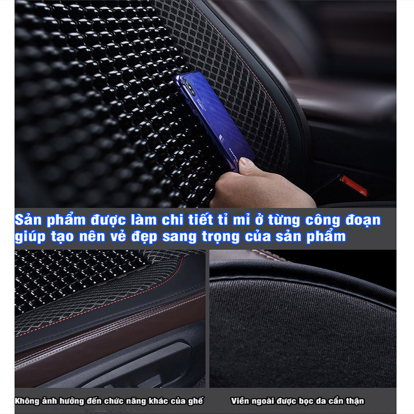 Đệm Lót Ghế Ôtô Tản Nhiệt Chống Nóng Lưng Cao Cấp, Phối Hạt Sang Trọng, Thời Trang, Hỗ Trợ Massage Thư Giãn