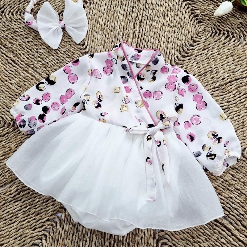 Body Váy Hanbok Ngọc Tím Chất Lụa Mango Cho Bé Gái Sơ Sinh, 6 tháng, 1 tuổi, 2 tuổi