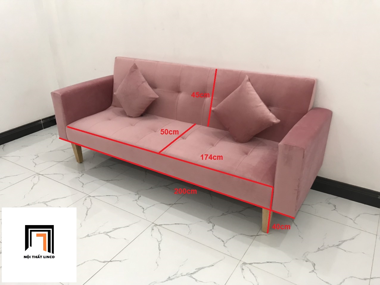 Ghế sofa phòng khách TV màu hồng nhiều kích cỡ