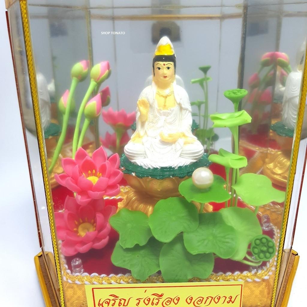 PHẬT QUAN ÂM NGỒI NHỎ HỘP ĐÈN CAO 15CM