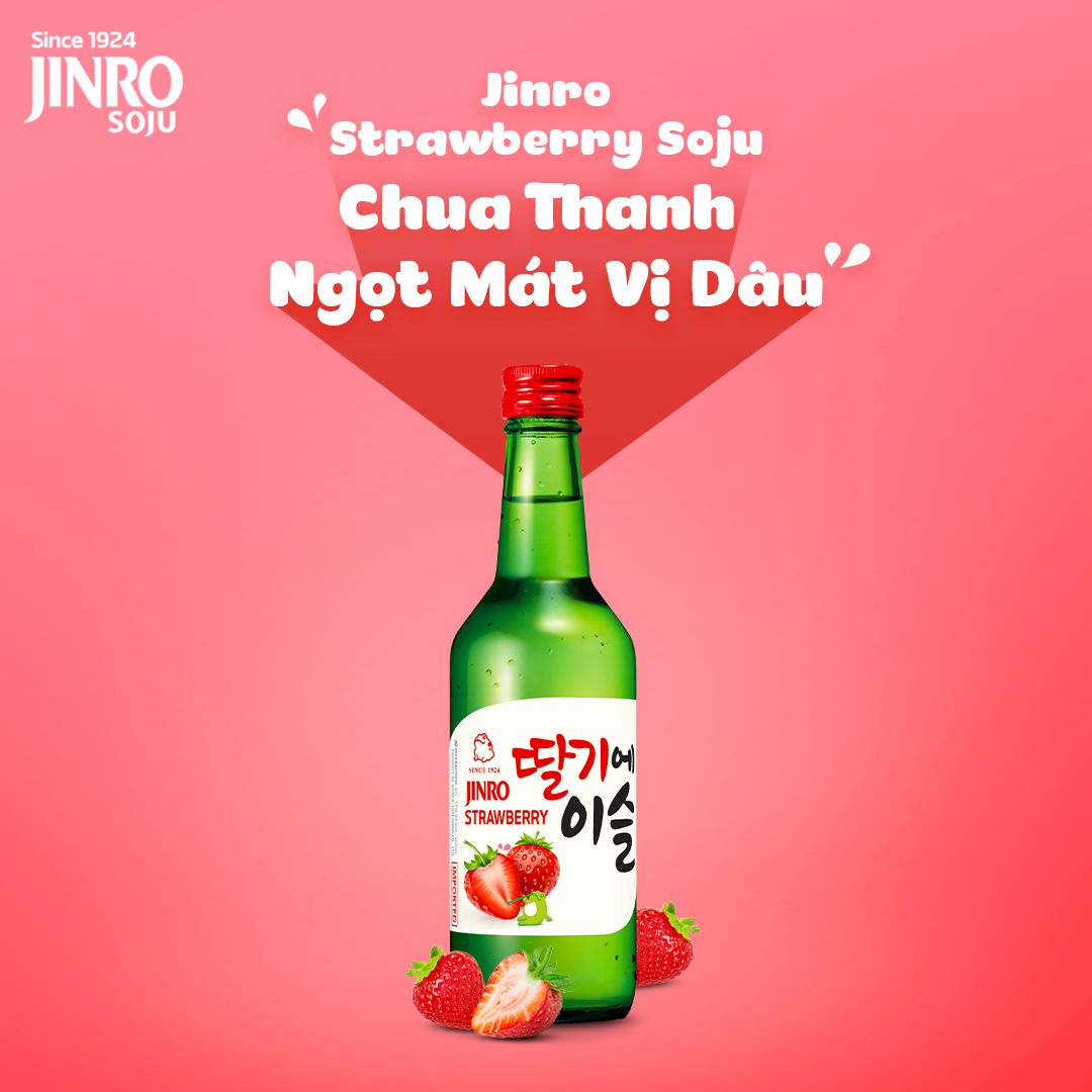 Soju Hàn Quốc JINRO VỊ DÂU 360ml - Combo 6 chai