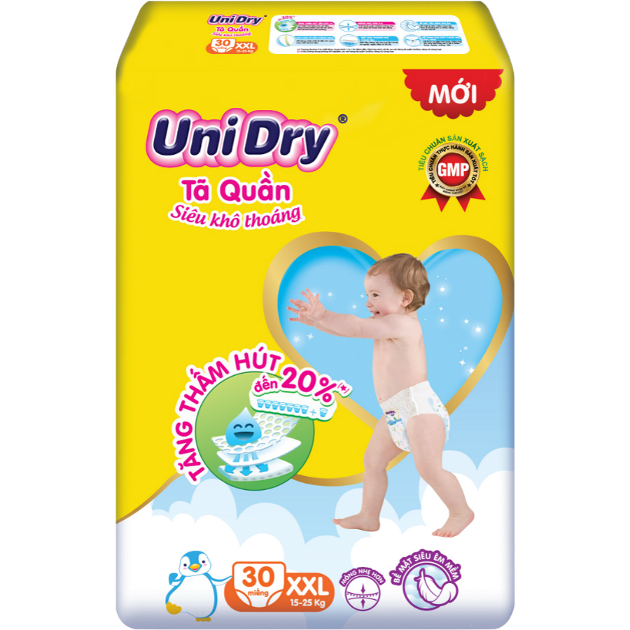 Tã Quần Em Bé Siêu Khô Thoáng Unidry Size Xxl30