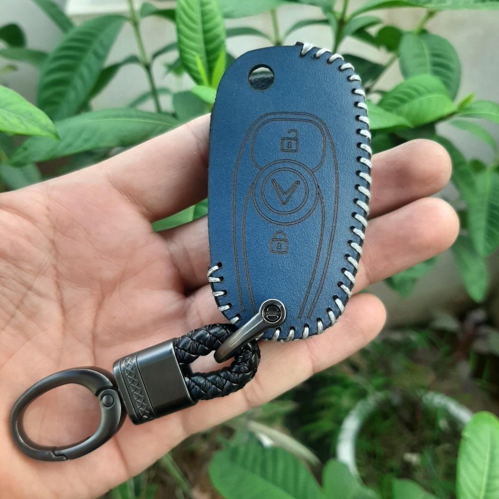 Bao Da Chìa Khóa Vinfast Fadil Da bò 100%, có khắc tên và sđt chủ xe,