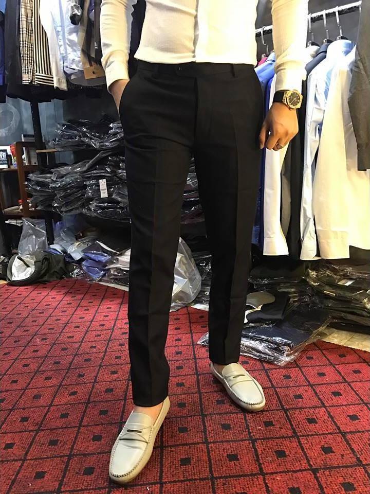 Quần Âu nam Xám Ngà Quần Tây nam Xám Ngà dáng hàn quốc, vải không xù nhăn