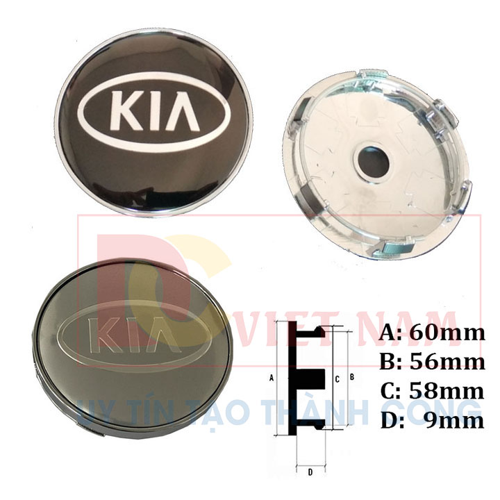 Logo chụp mâm, ốp lazang bánh xe ô tô Kia, đường kính 60mm