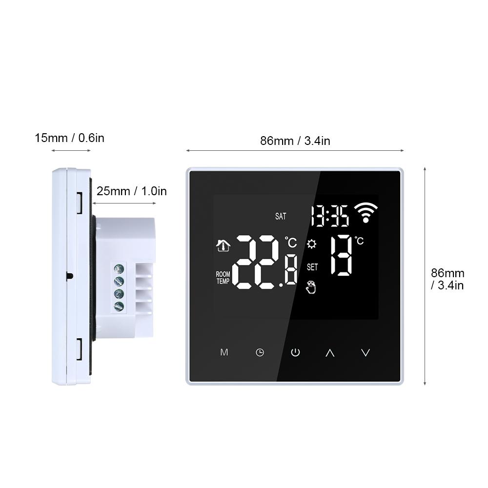 Bộ điều chỉnh nhiệt thông minh Màn hình cảm ứng LCD lớn hiển thị với đèn nền, dễ đọc