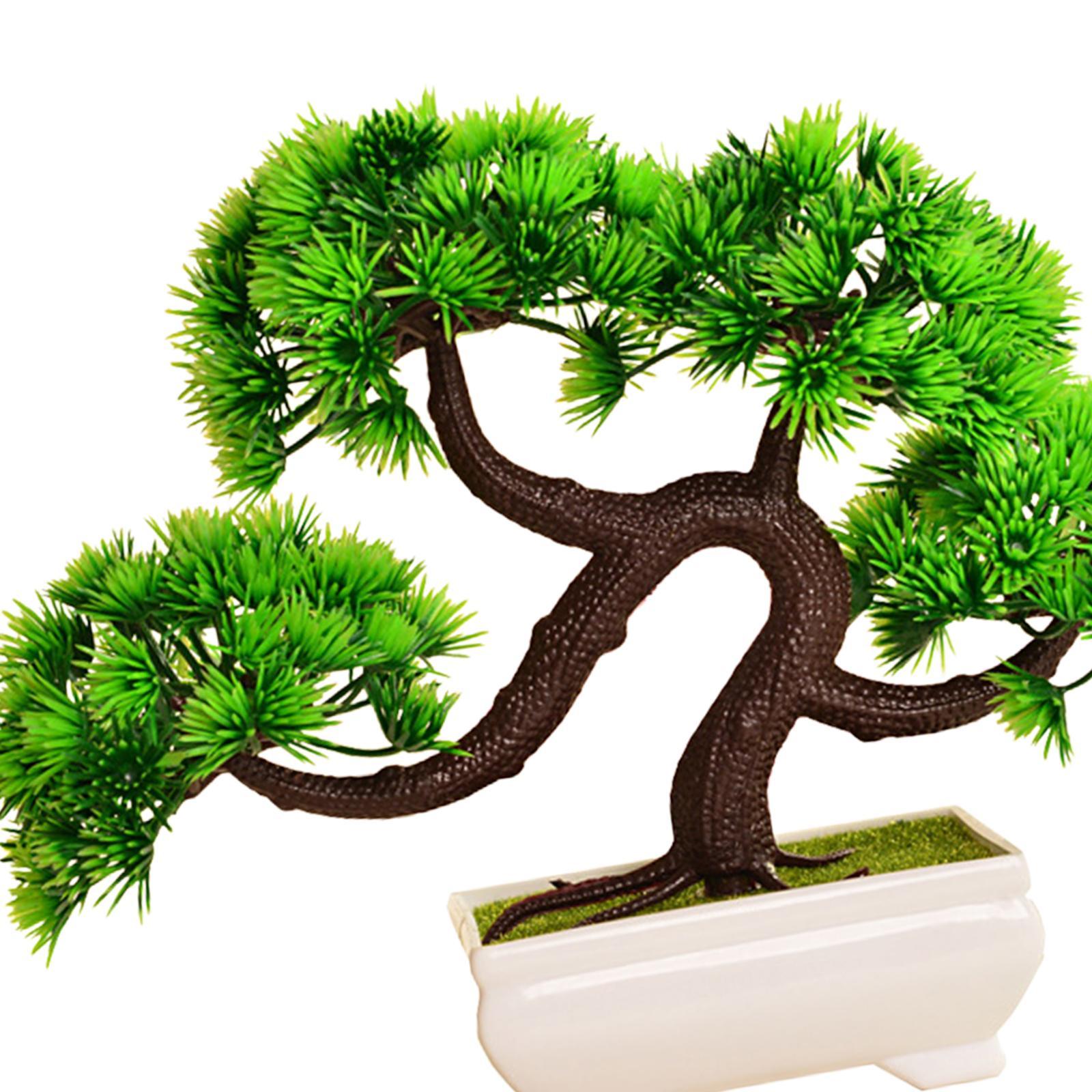 Artificial Bonsai Tree Greenery Faux Potted Plant for Home Office Table