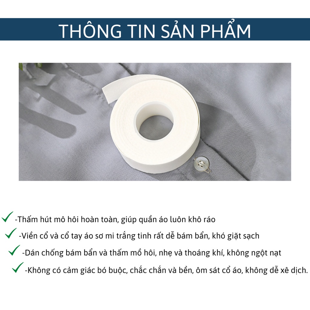 Cuộn Dán Bảo Vệ Cổ Áo Sơ Mi Chống Mồ Hôi và Chống Bụi Bẩn Tiện Dụng