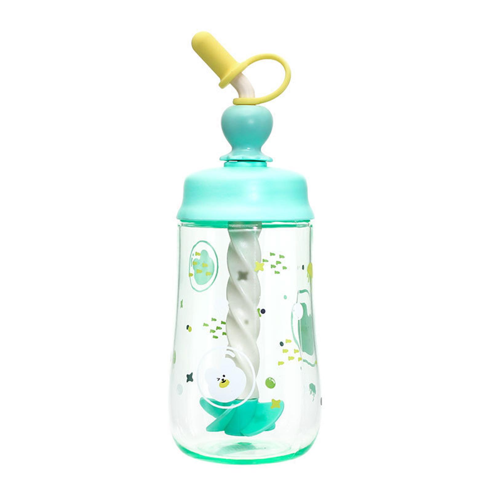 450mL Water Bottle with Straw Leak Proof Coffee Bottle Juice Mix Cup with Rotating Stir Free Juice Shake Mixer Bottles