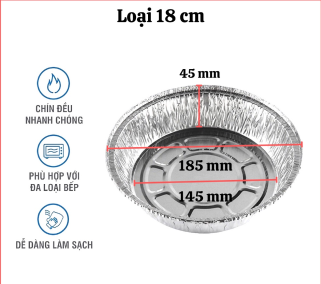 Khay Giấy Bạc Lót Nồi Chiên Không Dầu, dĩa Đựng Thực Phẩm GD630-DiaBac18