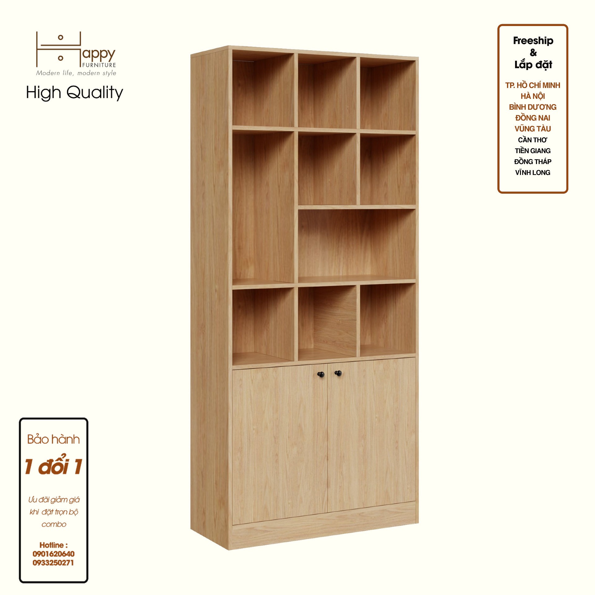 CATY , Kệ sách 2 cửa mở , 90cm x 39cm x 200cm , KSA_025