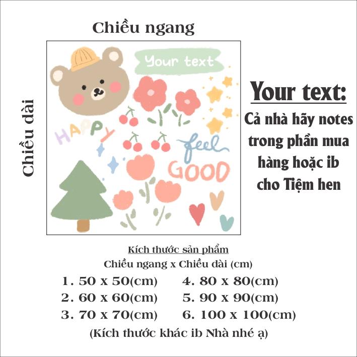 Hình dán cute bear set aesthetic trang trí gương cửa hàng cute 14