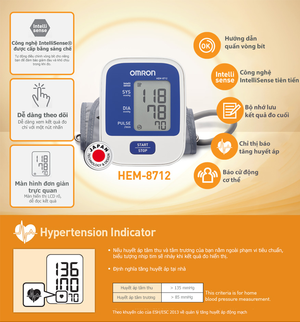 Máy Đo Huyết Áp OMRON HEM-8712 - Công Nghệ IntelliSense