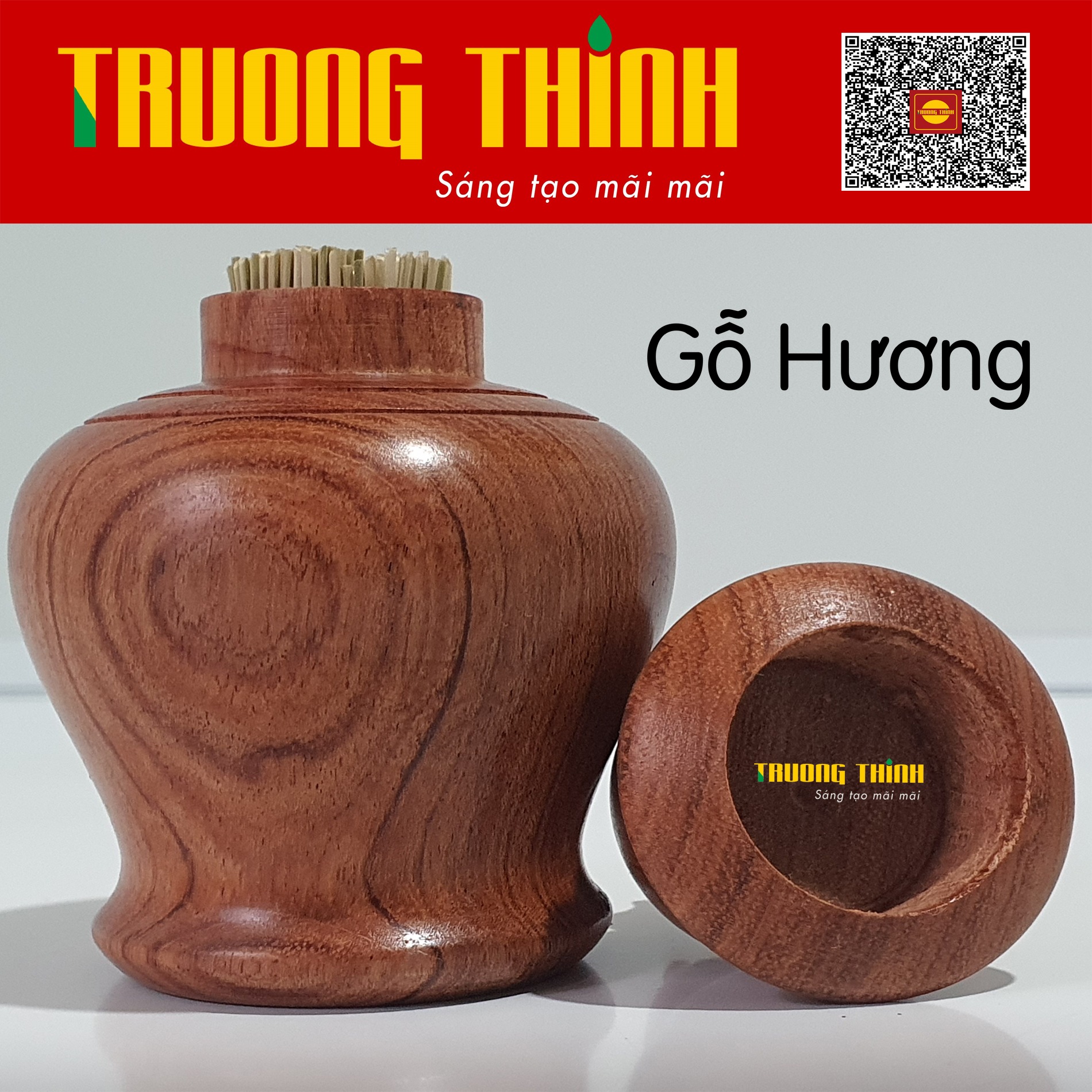 Lọ Đựng Tăm Bằng Gỗ Hương Cao Cấp Trường Thịnh Tiện Dụng Bền Đẹp Sang Trọng Tiết Kiệm – Hình Chuông Liền Khối.