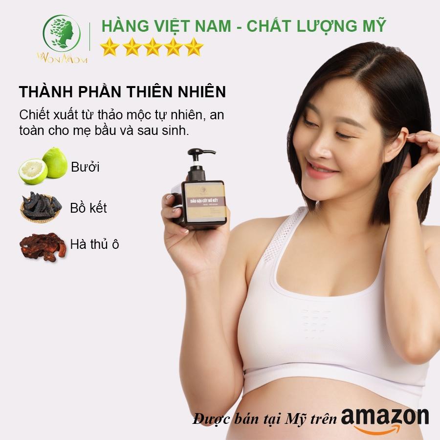 Dầu Gội Cốt Bồ Kết Sạch Gàu, Nuôi Dưỡng Tóc Đen Mượt Wonmom 250ml