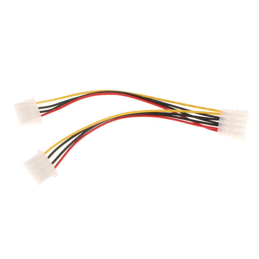 2Pcs Computer 4 Pin Power Supply Splitter Adapter Cable 2 Female to 1 Male
