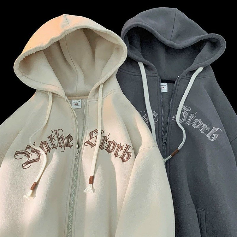 Hình ảnh Áo Hoodie Áo Khoác Nỉ Hoodie Zip Hàng Quảng Châu Siêu Đẹp (Ảnh thật ở cuối), Áo Khoác Nam Tay Dài Có Nón Thời Trang Hàn Quốc, Áo khoác hoodie zip nỉ thêu chữ TOMEIUHI