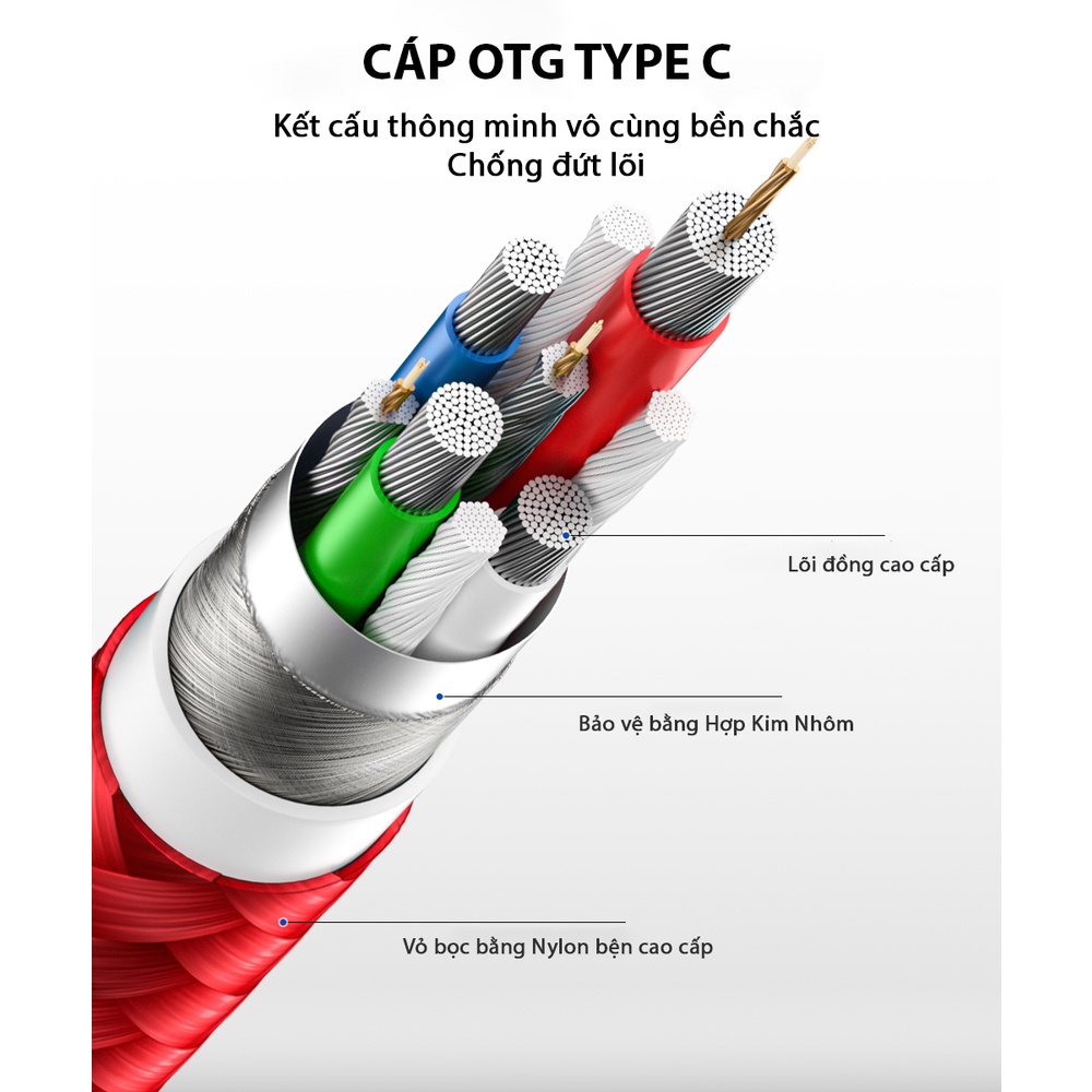 Cáp OTG Type C Bamas BC022 - Bộ Chuyển Đổi Usb Sang Type C  Usb 3.0 -Truyền Tải Dữ Liệu Siêu Tốc Lên Đến 5Gbps - Hàng Chính Hãng