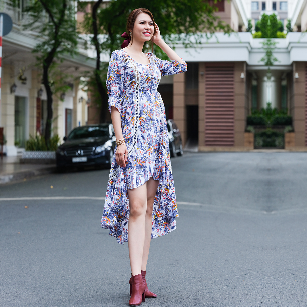 Đầm Hoa Cao Cấp Đầm Đuôi Cá Đẹp Thời trang thiết kế Hity DRE123