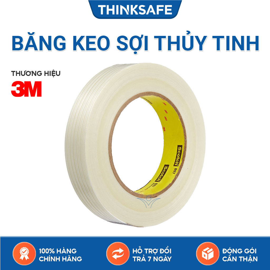 BĂNG KEO GIA CƯỜNG SỢI THỦY TINH CAO CẤP 3M SCOTCH FILAMENT TAPE 897 - Băng keo một mặt cường lực siêu bám, siêu chắc