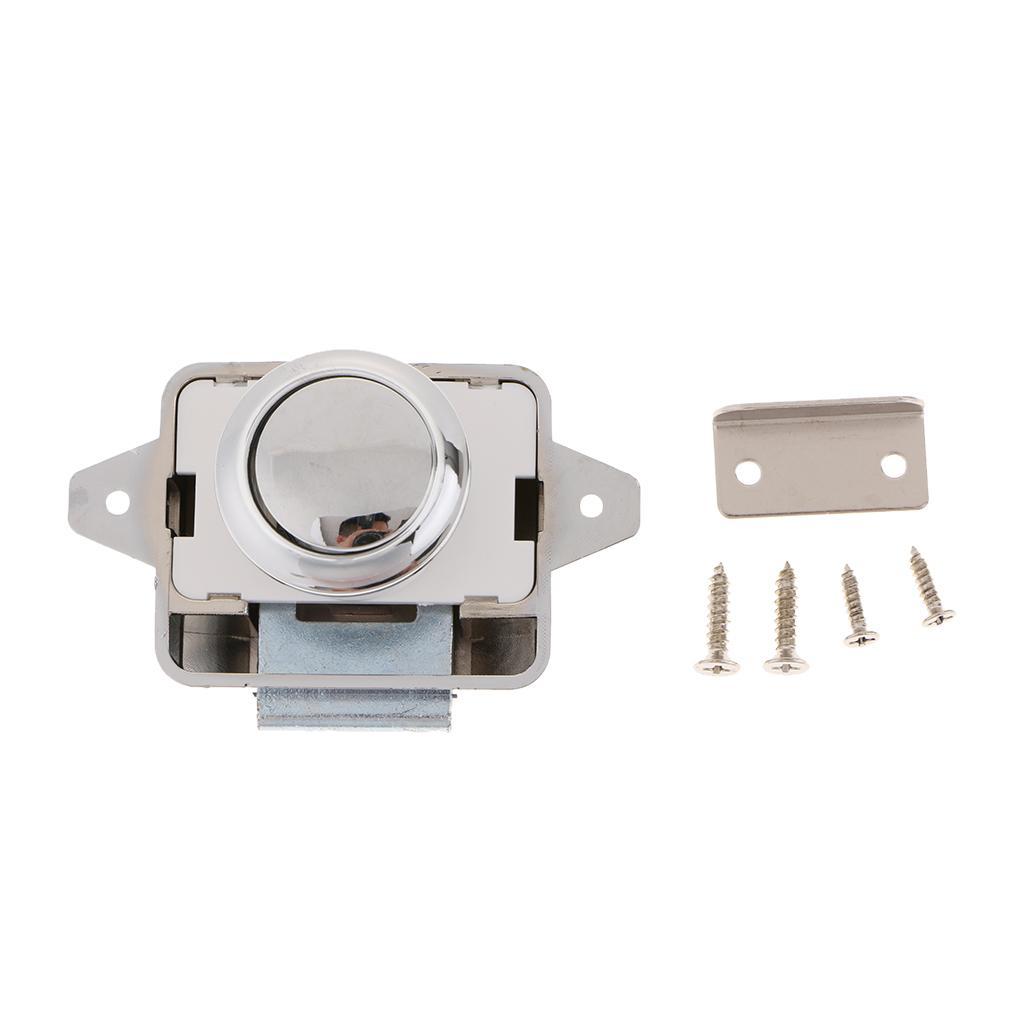 3x Push Button Drawer Cupboard Door Latch Knob Motorhome Sliver