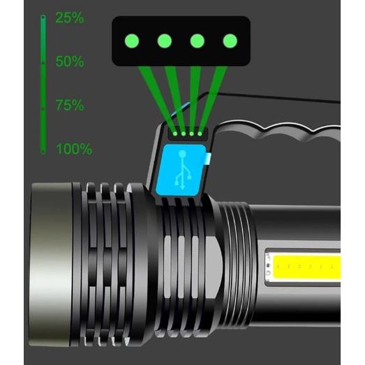 (có đèn cạnh ) Đèn pin cam tay sạc điện 2 in 1 có dây sạc - đèn pin di động siêu sáng