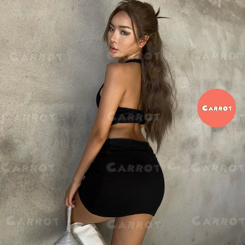 Set áo croptop nữ thiết kế sexy carrotxinhdep chân váy ôm body co gĩan đi chơi đi du lịch giá rẻ hình thật