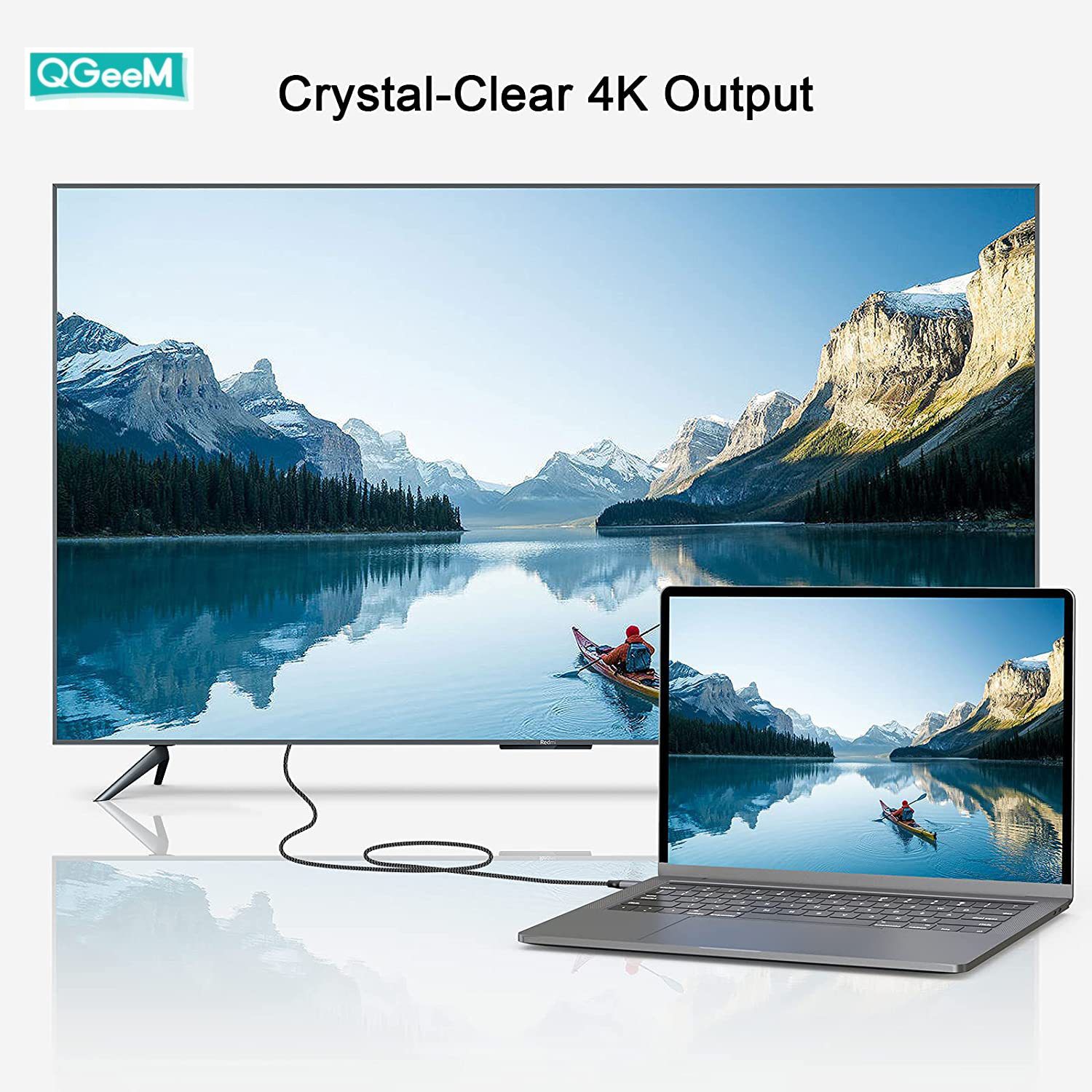 Cáp chuyển đồi Type c sang DisplayPort 4k@60Hz QGeem dài 1,8m dây bện dù cao cấp tương thích cao - Hàng nhập khẩu