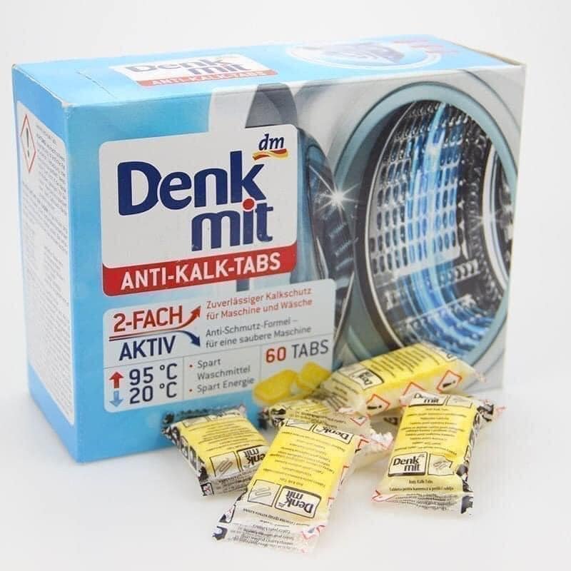 [Hàng nhập khẩu - Đức] Viên Tẩy Lồng Máy Giặt Denkmit Anti Kalk Tabs, 60 VIÊN